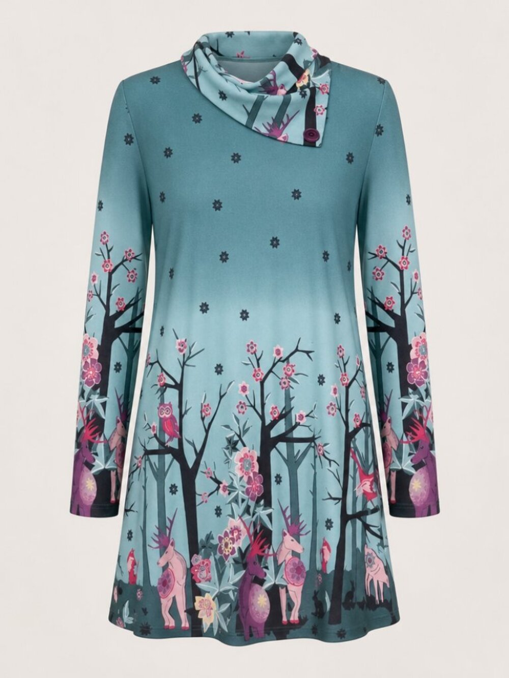 Joe Browns Feminine FairyCore Cozy Woodland Cowl neck dress size 14 NWOT